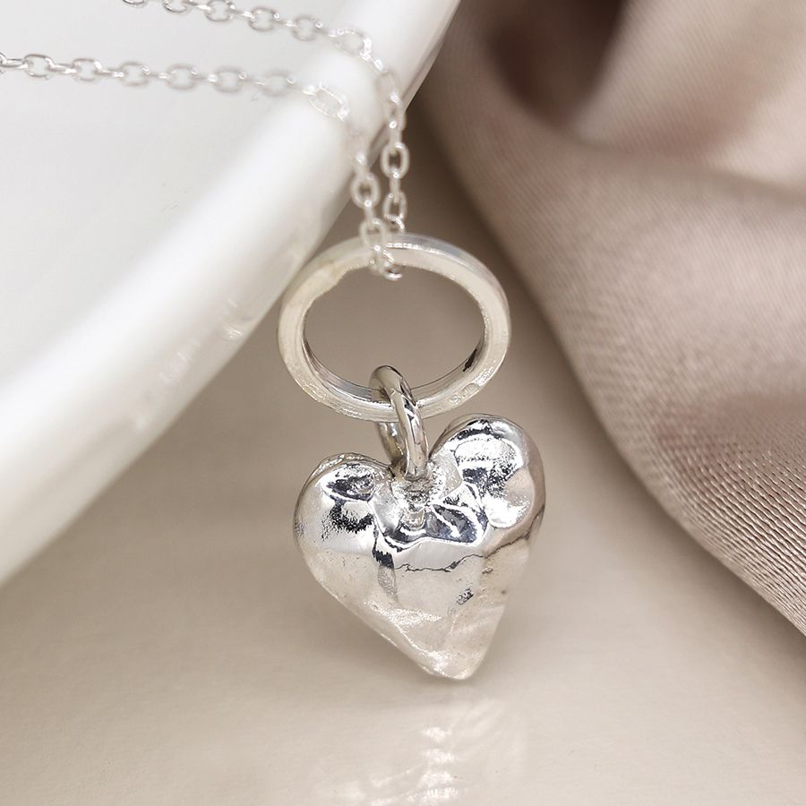  POM Jewellery Sterling Silver Heart on Ring Necklace