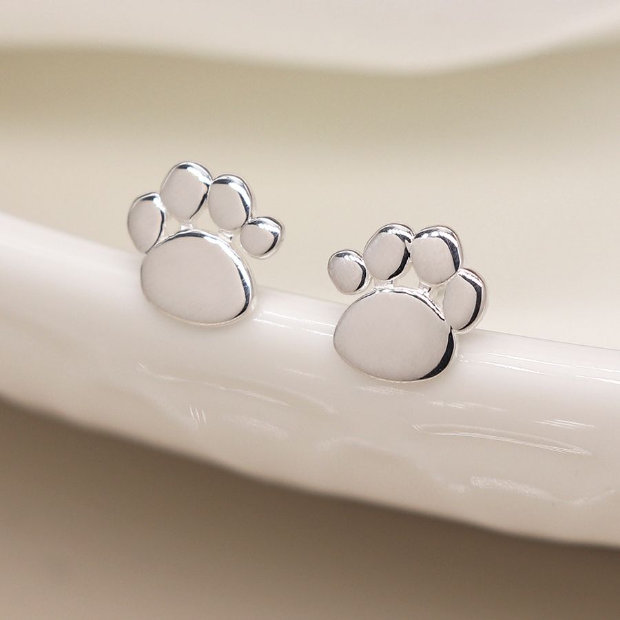  POM Jewellery Sterling Silver Paw Printed Stud Earrings