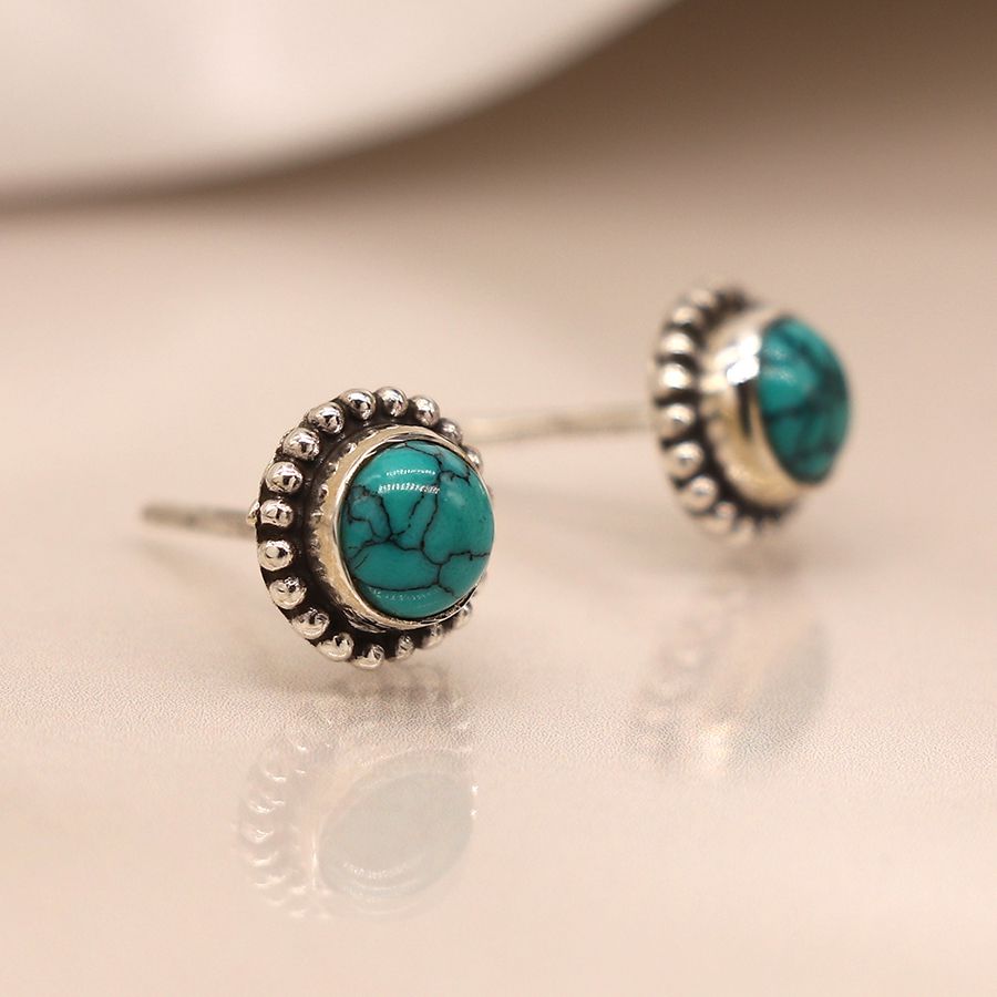  POM Jewellery Sterling Silver Turquoise Stud Earrings