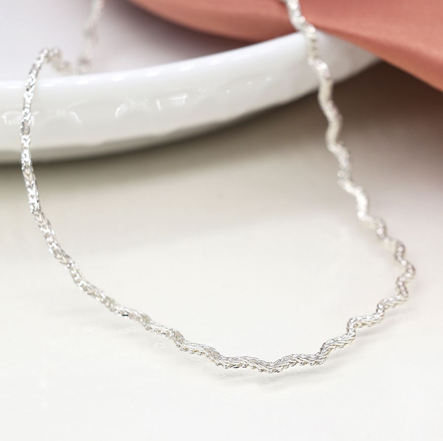  POM Jewellery Silver Plated Wave Chain Necklace