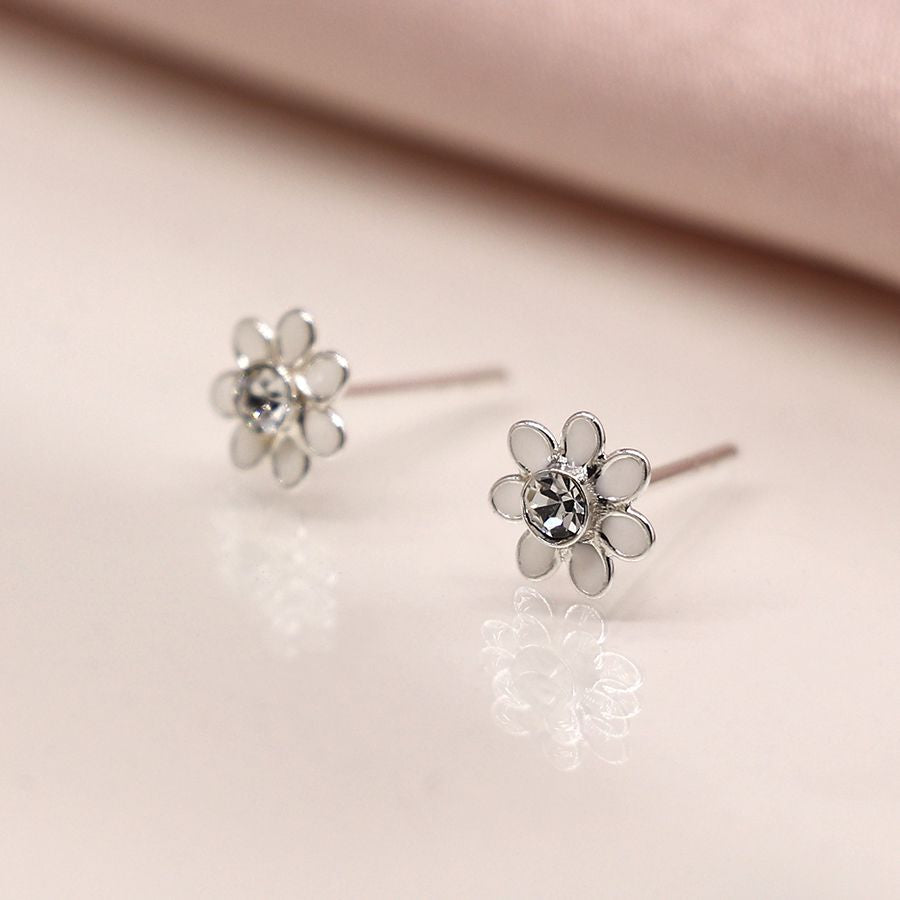  POM Jewellery White Flower Stud Earrings