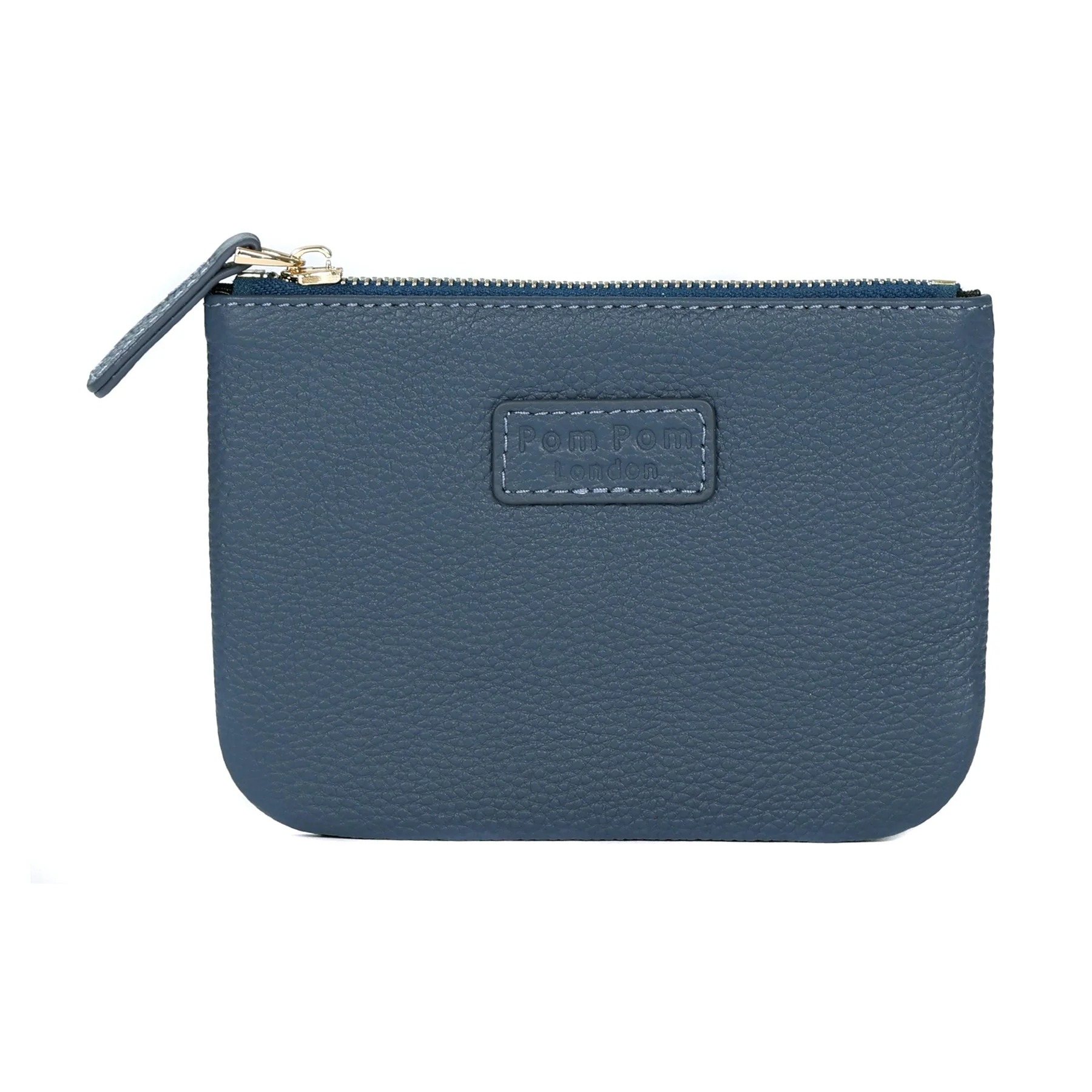 Pom Pom London Chelsea Leather Coin Purse - Slate Blue