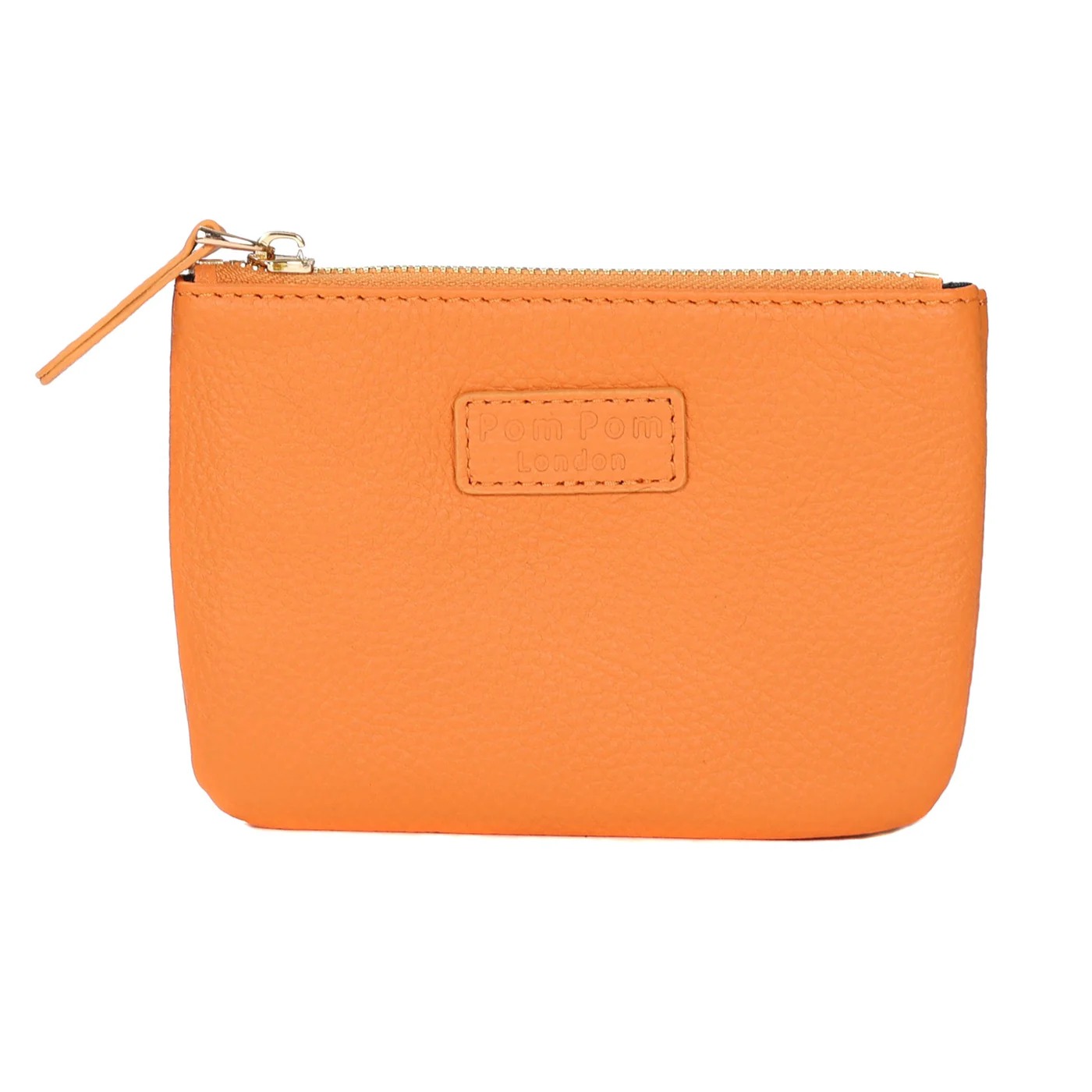 Pom Pom London Chelsea Leather Coin Purse - Tangerine