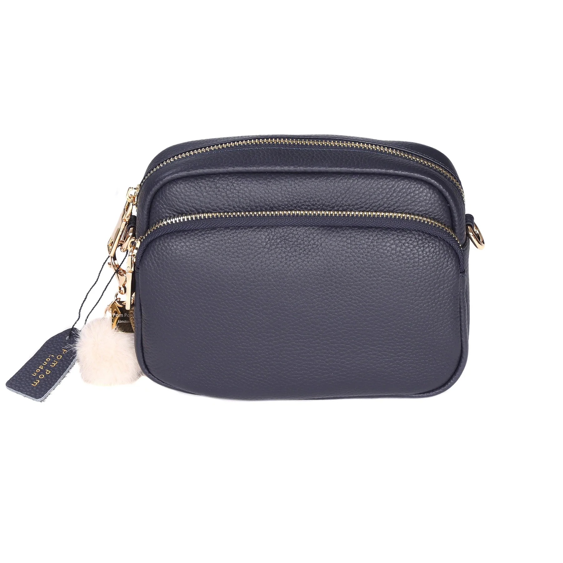 Pom Pom London Mayfair Leather Crossbody Bag - Navy