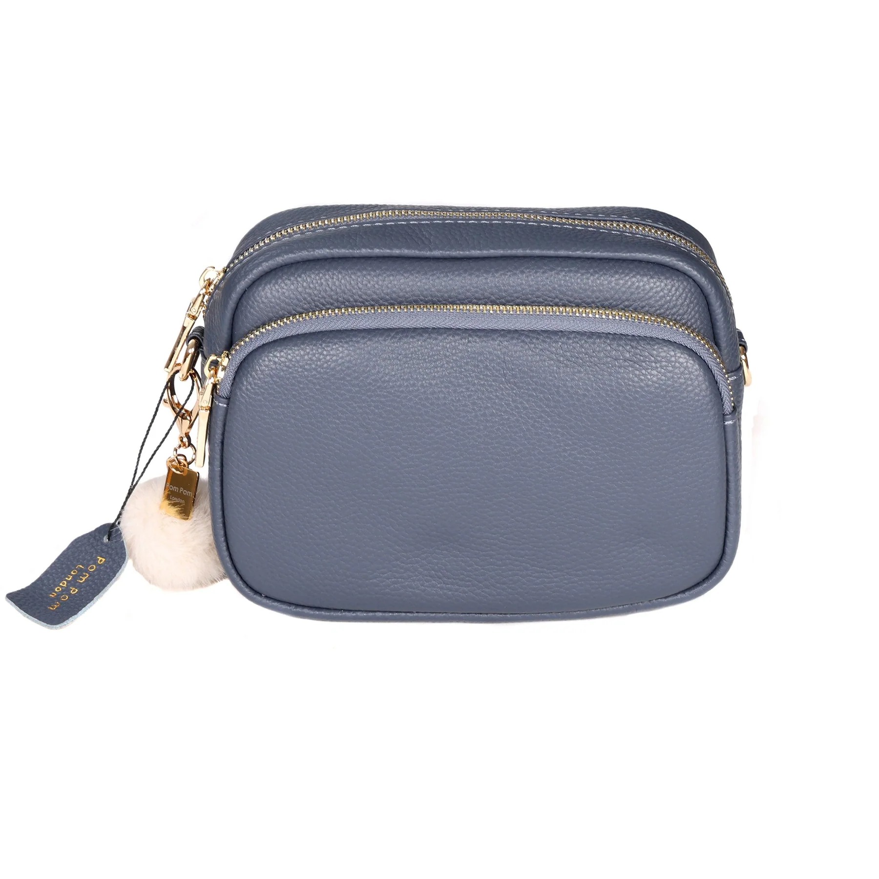 Pom Pom London Mayfair Leather Crossbody Bag - Slate Blue