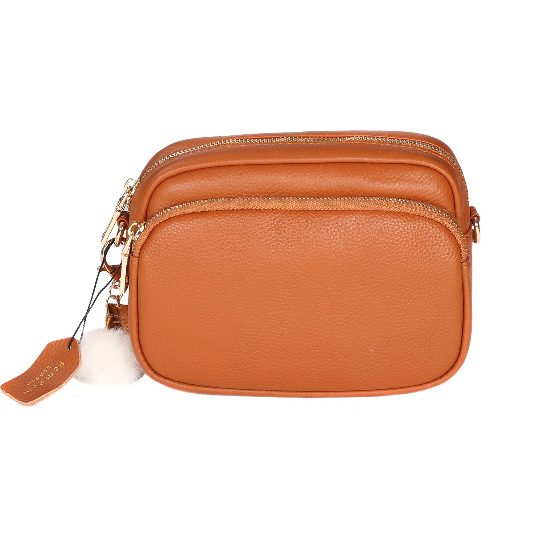 Pom Pom London Mayfair Leather Crossbody Bag - Tan