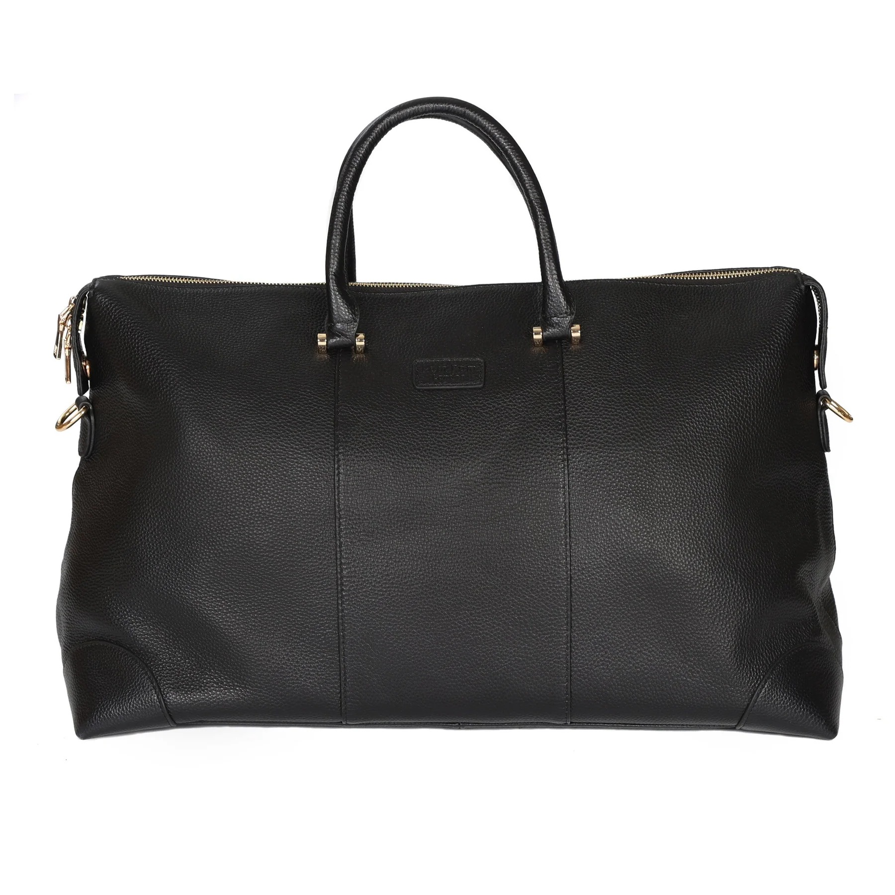 Pom Pom London Weekend Leather Holdall Bag - Black