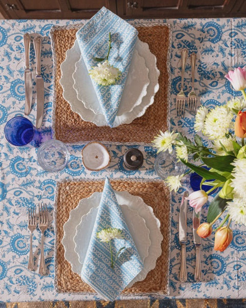 Faro Home Suzani Blockprint Napkins- Lapis Blue X 4