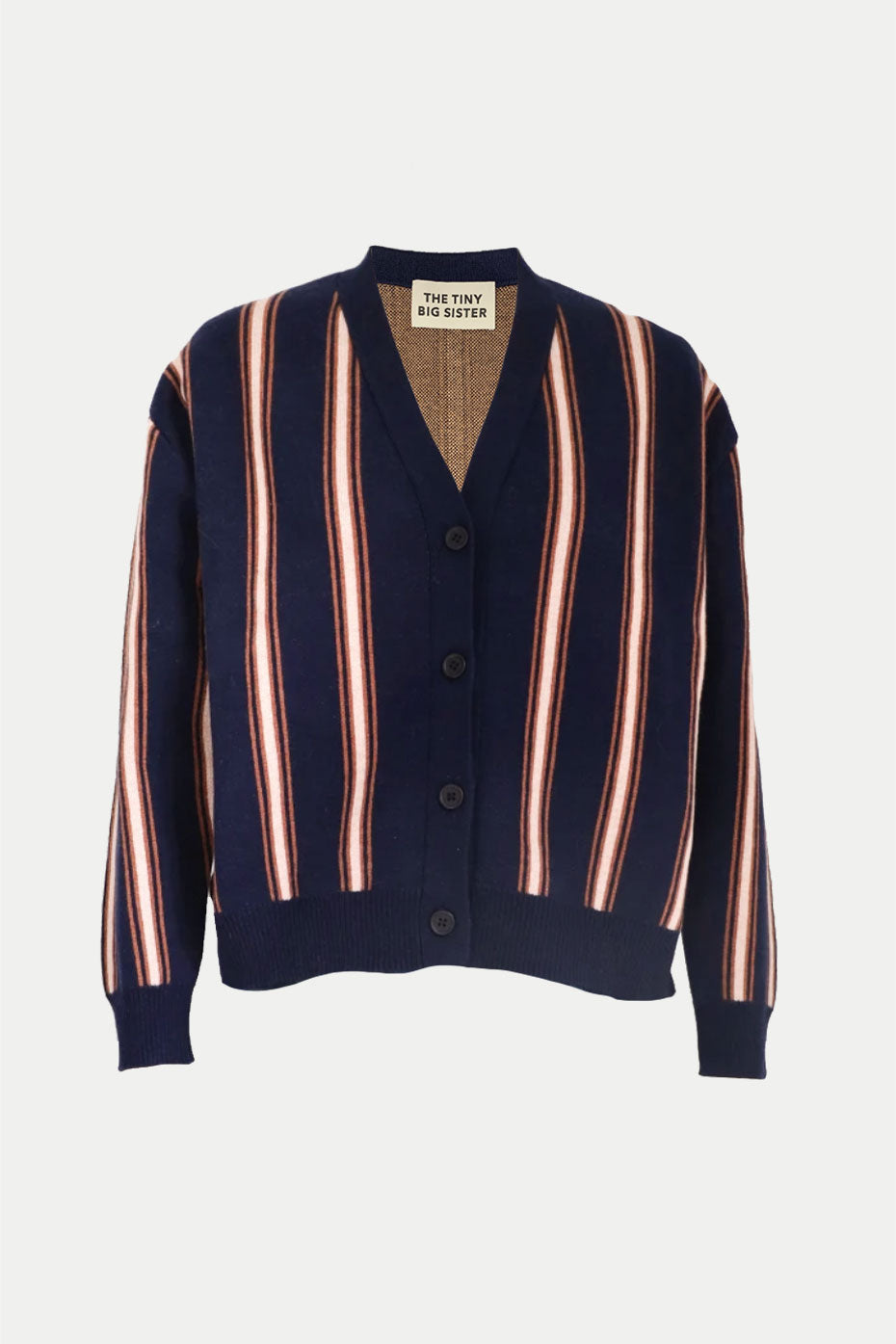 The Tiny Big Sister Navy Ines Striped Cardigan