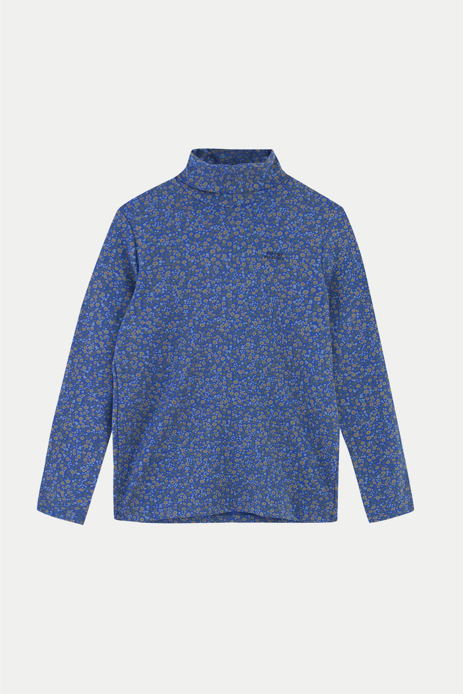 The Tiny Big Sister Dark Blue Flower Turtleneck