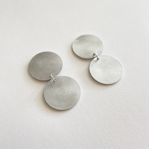 Tom Pigeon  Silver Aluminium Double Dot Earrings