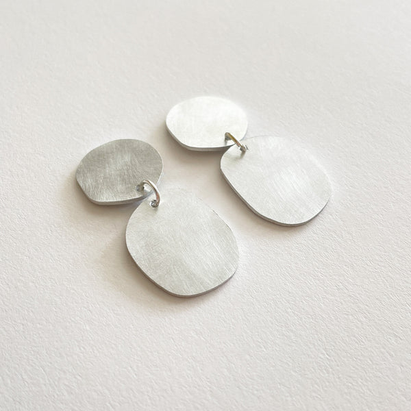 Tom Pigeon  Silver Aluminium Cobble Earrings