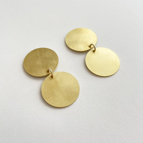 Tom Pigeon  Brass Double Dot Earrings