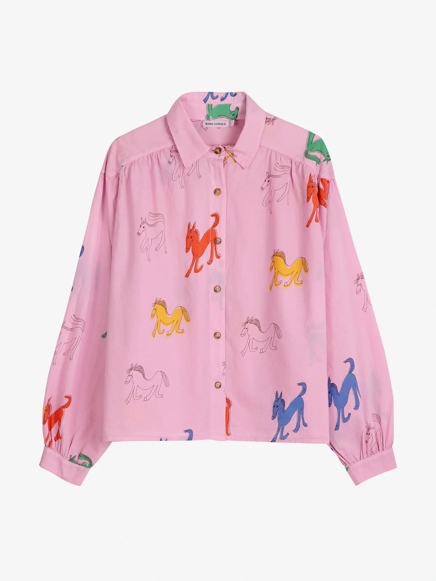 Bobo Choses Wonder Horse Print Gathered Shirt