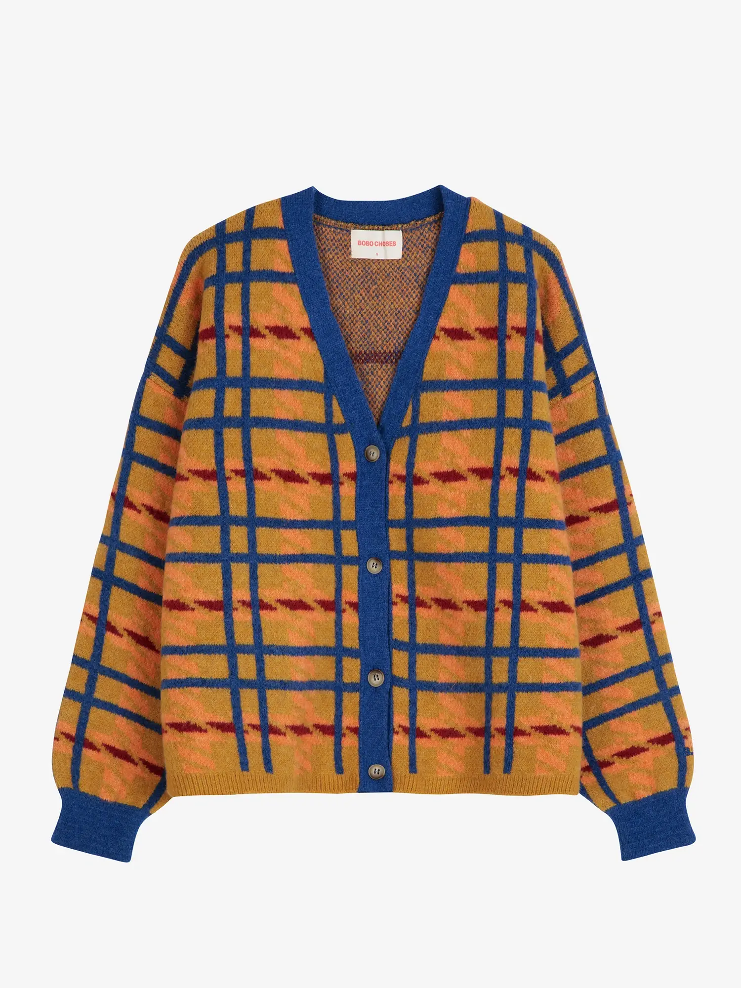 Bobo Choses Mandras Checked Cropped V Neck Cardigan