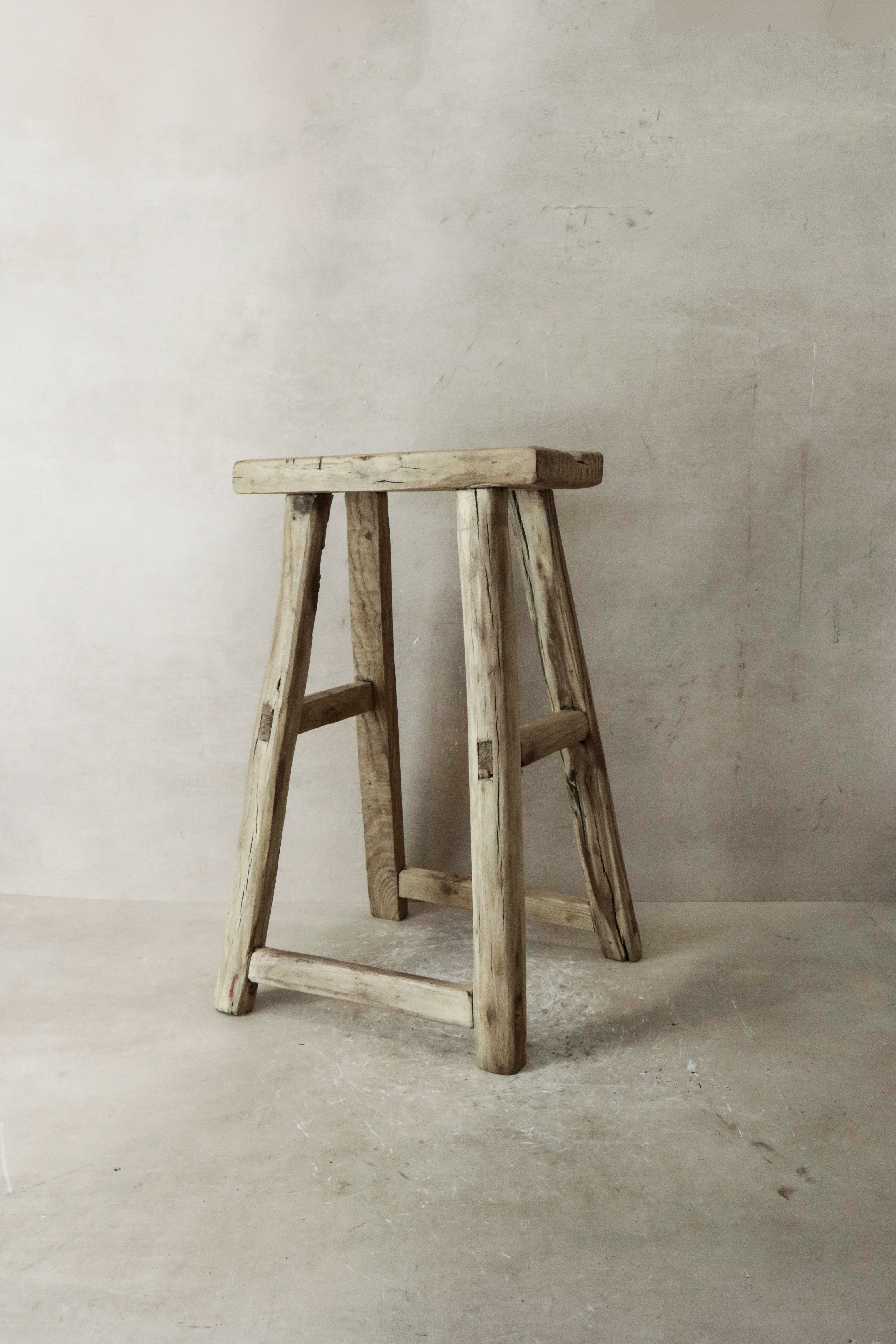 Botanical Boys Vintage Rustic Elm Wood Stool - Medium - No 35