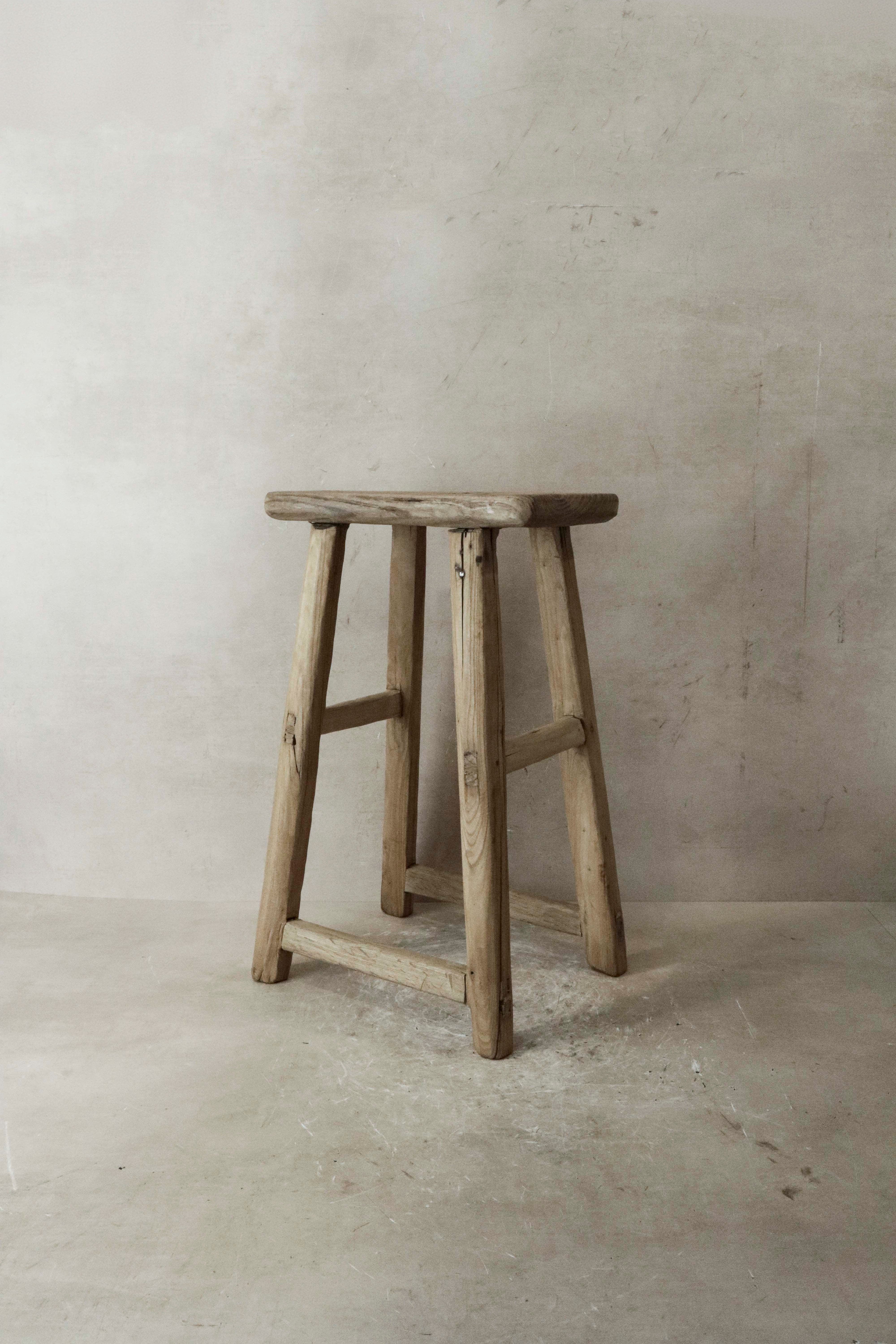 Botanical Boys Vintage Rustic Elm Wood Stool - Medium - No 36