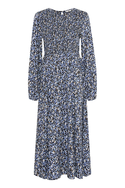 b.young Josa Smock Dress In Dusty Blue Flower Mix