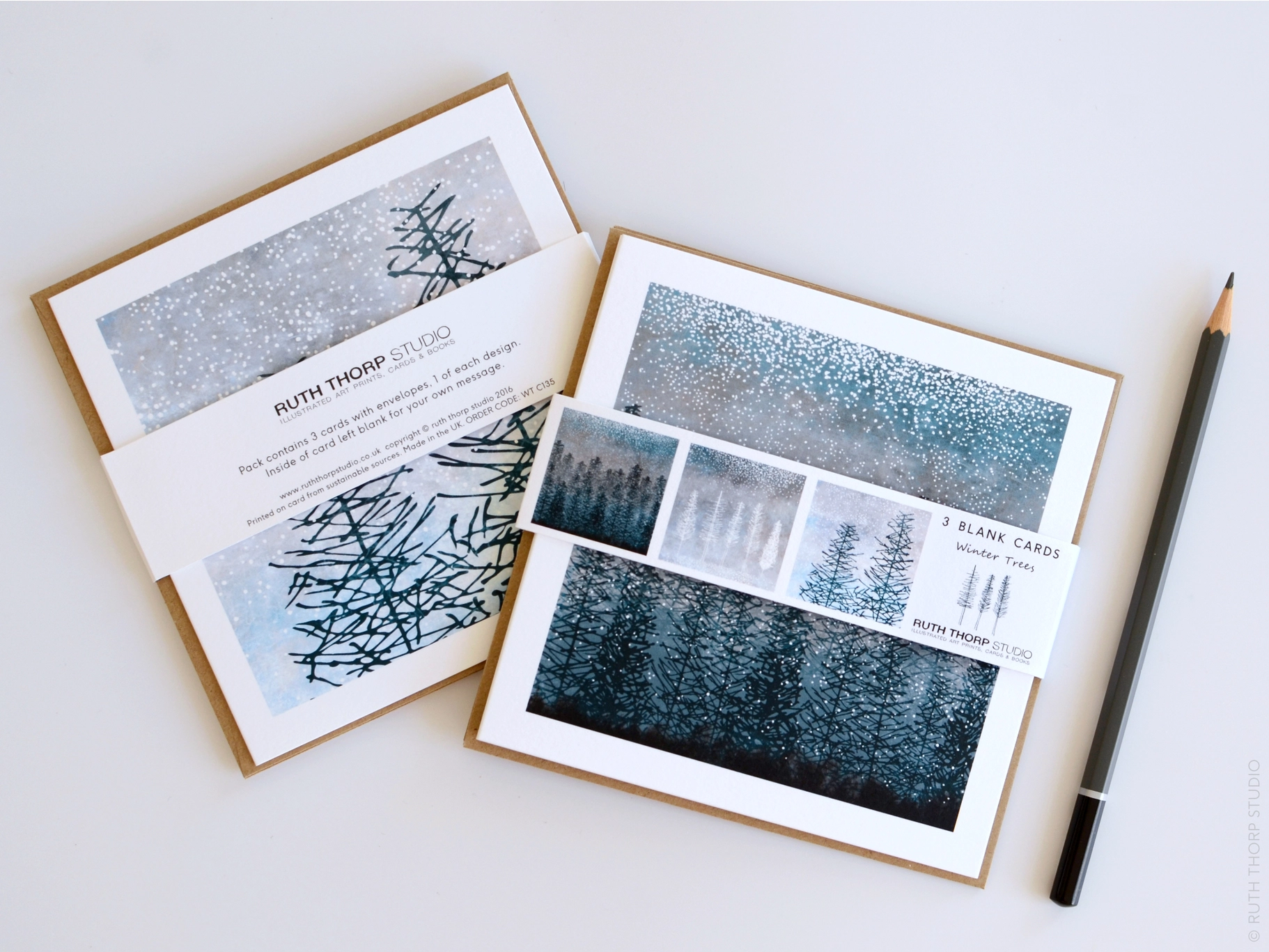 Ruth Thorp Studio Winter Trees Collection - Pack of 3