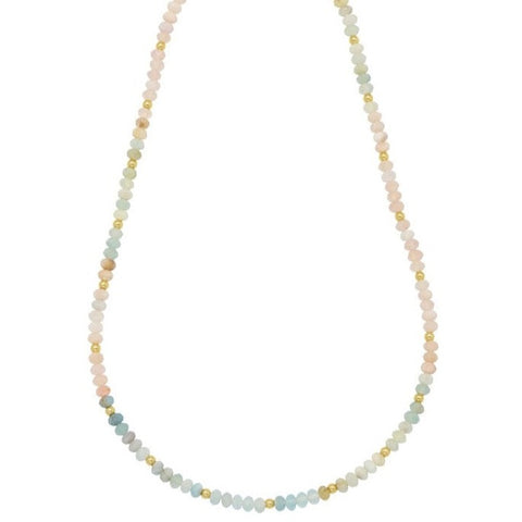 Estella Bartlett  Mix Pastel Rainbow Semi Precious Beaded Necklace with EB T Bar