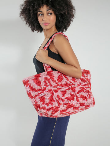 Nooki Design Glasto Crochet Tote-pink