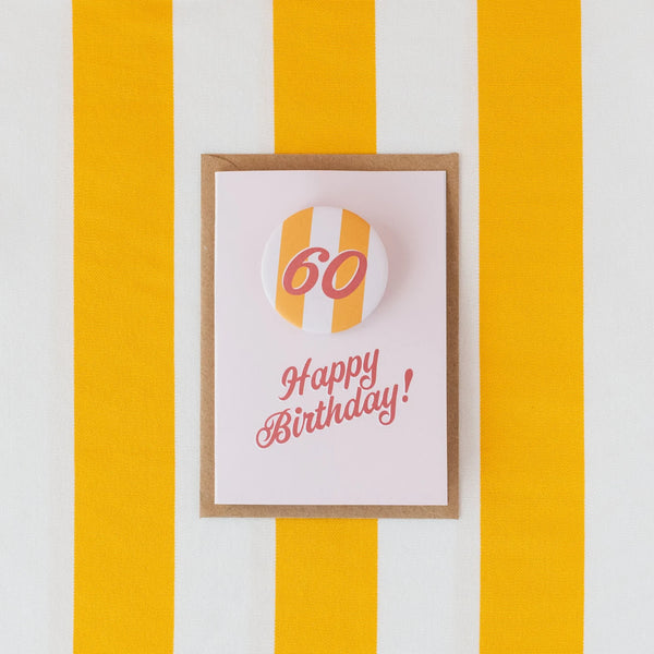 Oh Squirrel Age12-cll-60 Any Age Birthday Badge Card - Pink Card With Mustard + Green Badge