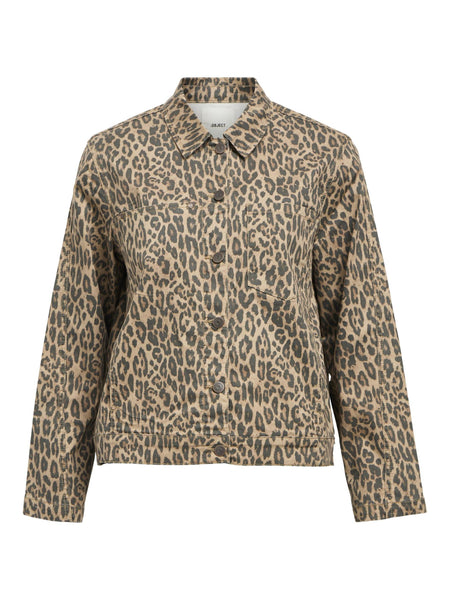 Object Leopard Print Denim Jacket