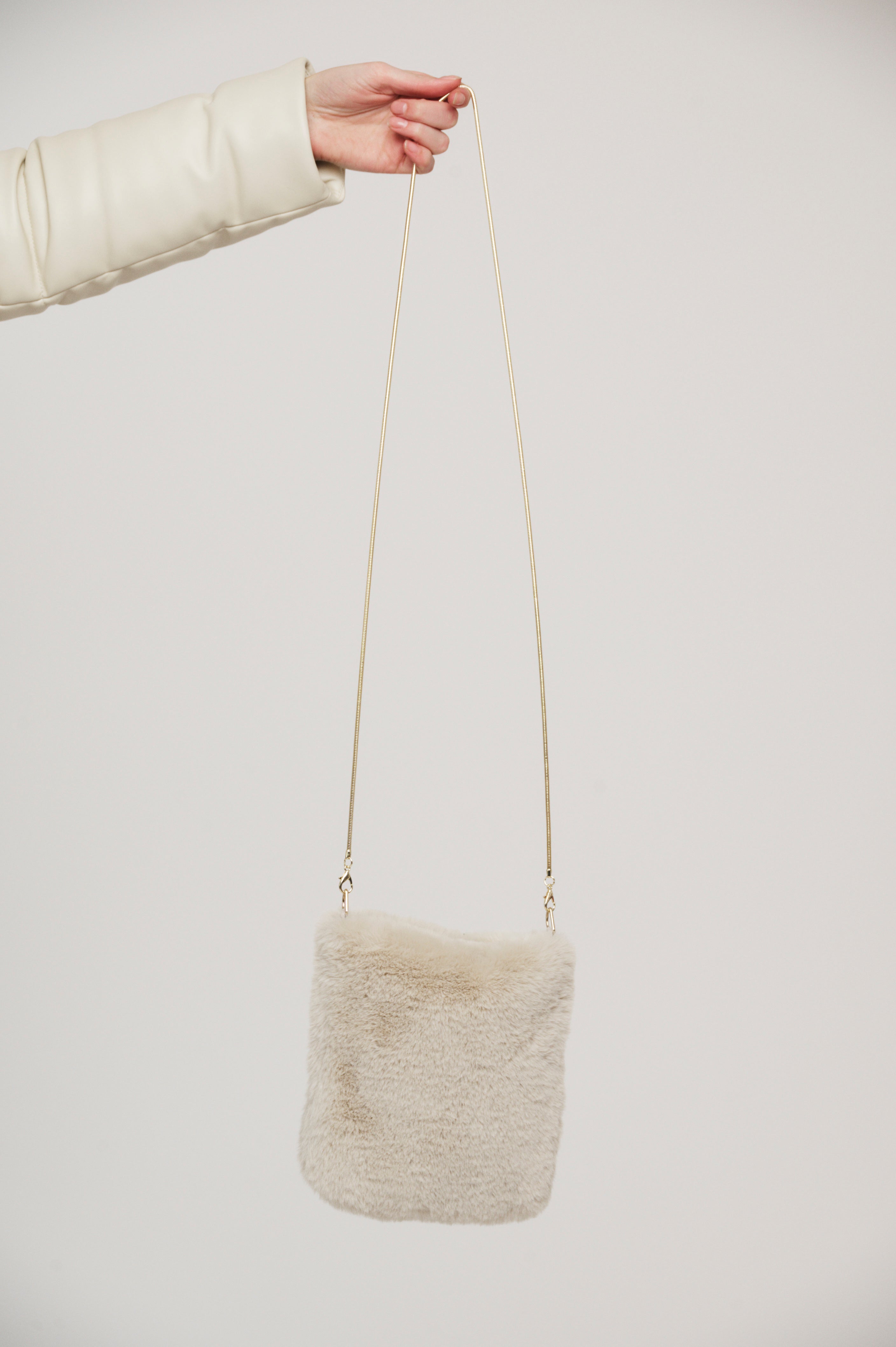 Rino and Pelle Doxy Small Faux Fur Shoulder Bag In Birch