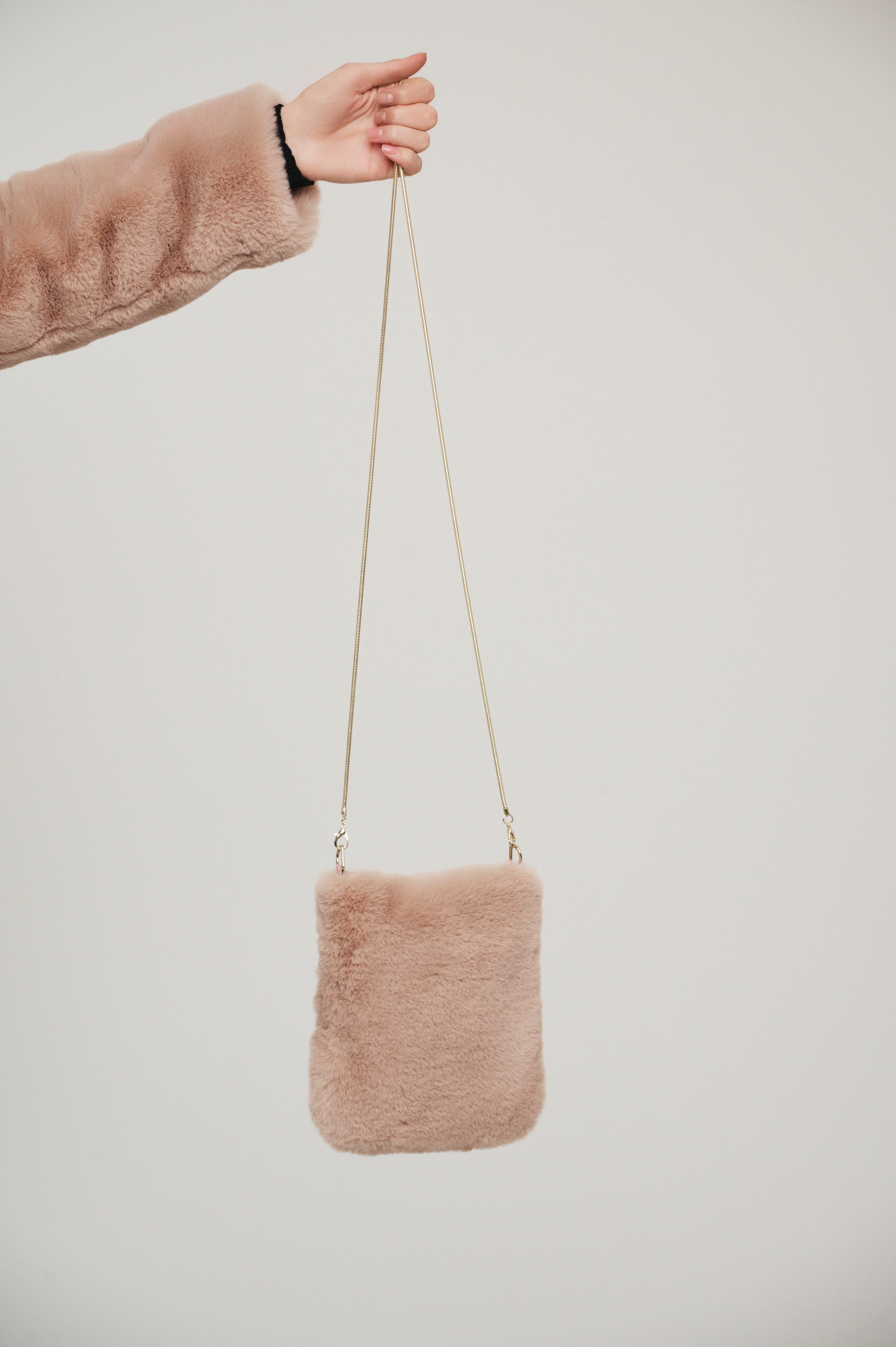 Rino and Pelle Doxy Small Faux Fur Shoulder Bag In Powder