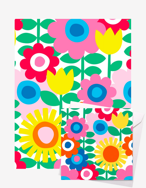 Toby Tiger Flower Power Gift Wrap + Personalised Card Bundle