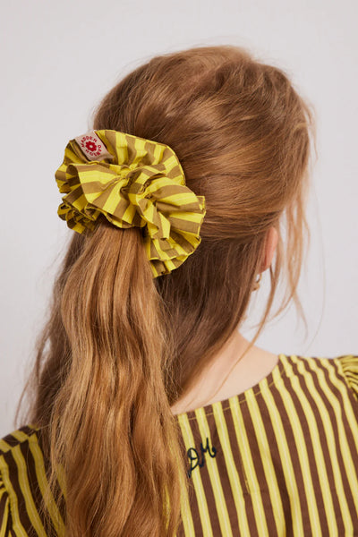 Damson Madder Stripe Garter Scrunchie - Mustard