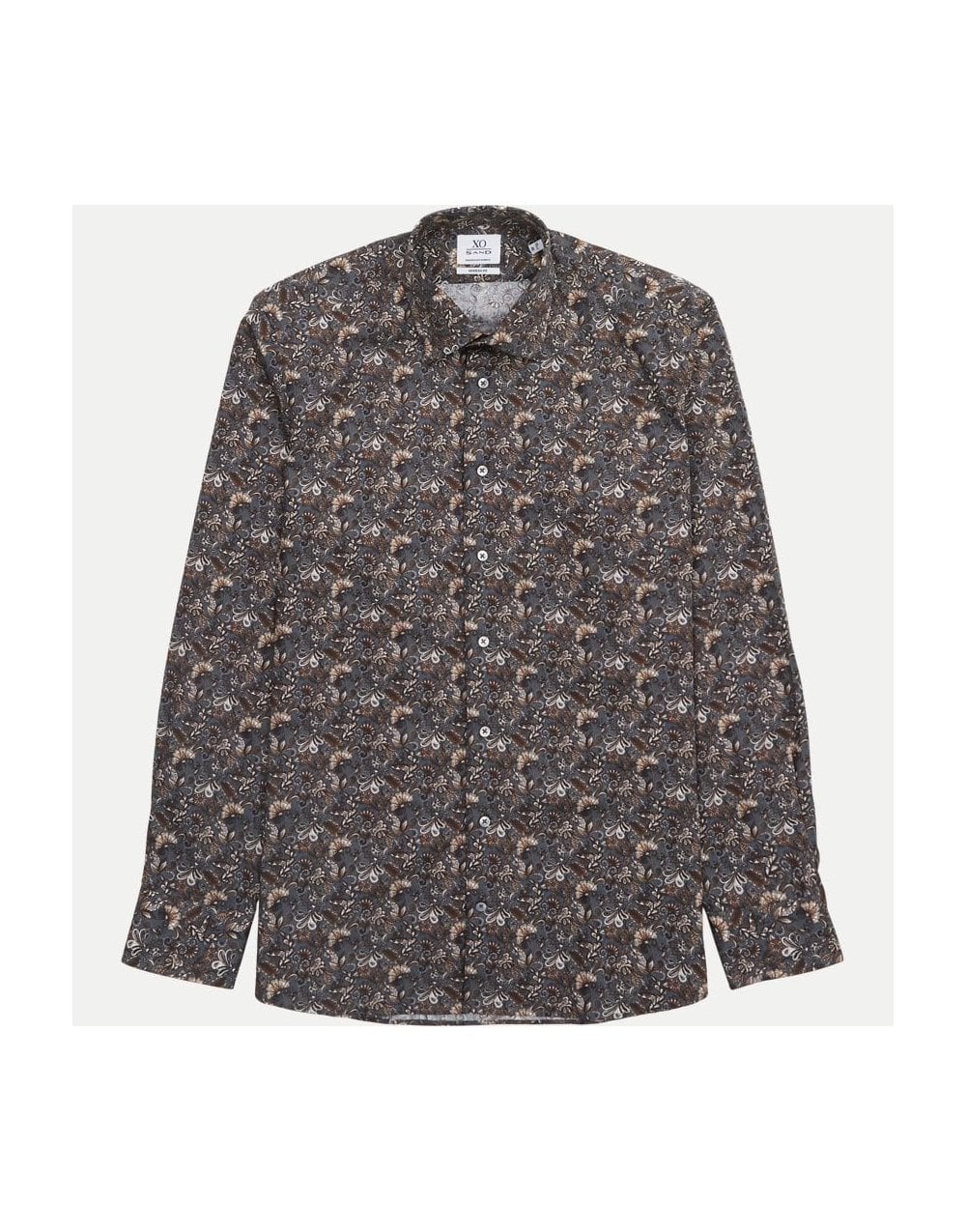 SAND Gordon Sc Leaf Long Sleeve Shirt Col: 590 Blue/Brown