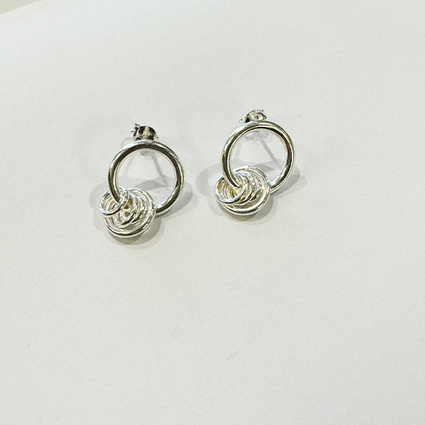 Annie Mundy Jl-05 Silver Circle Drop Chain Earrings