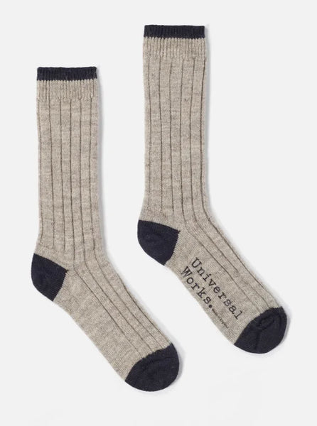 Universal Works 11330 Hike Socks In Stone