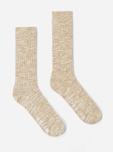 Universal Works 23771 Slub Sock In Dark Sand