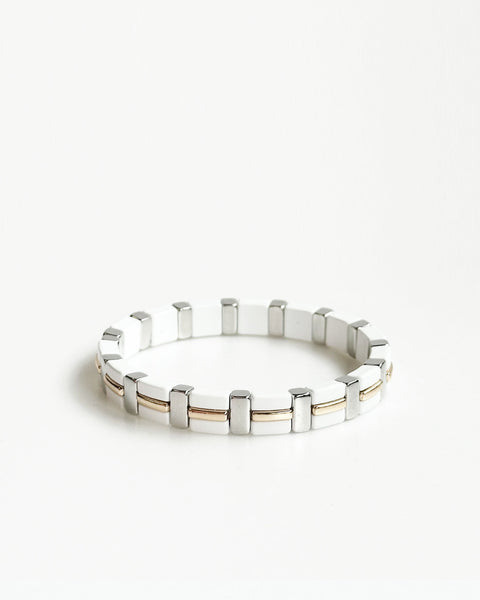 The Aloft Shop White & Gold Tile Bracelet