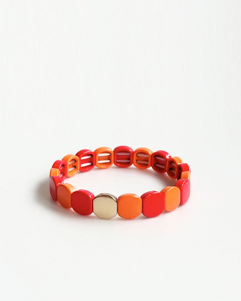 The Aloft Shop Red & Coral Hexagonal Tile Bracelet