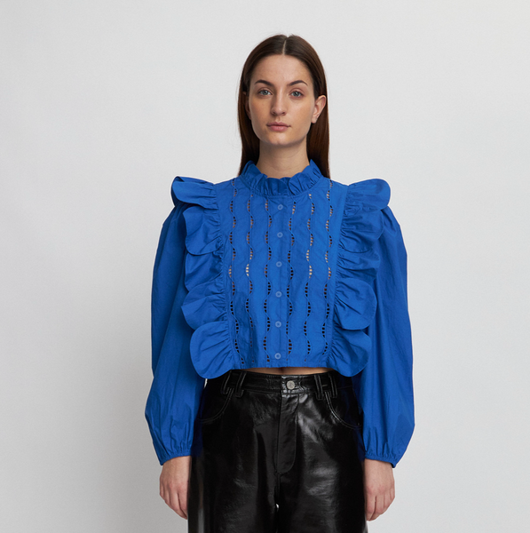 Stella Nova Blue Blouse With Scallops