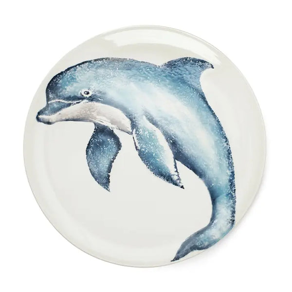 Blisshome Creatures Dolphin Platter | Ocean Animal | Blue Platter