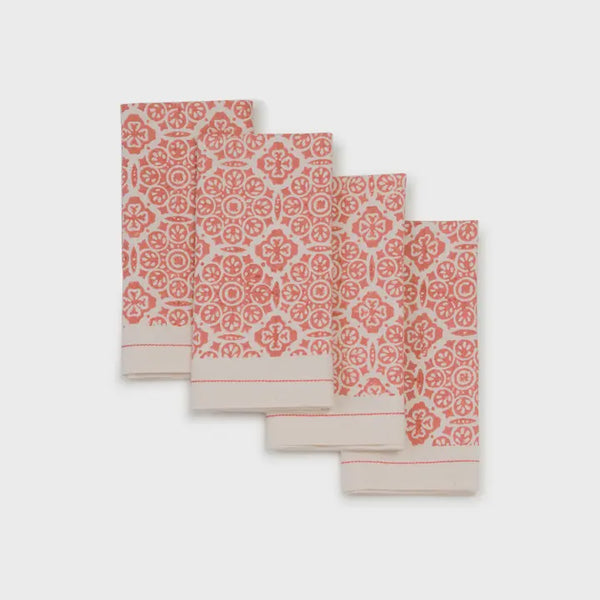 Sustainable Threads Mosaic Rose Set Of 4 Block-print Napkins