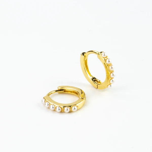 Pineapple Island Surya Huggie Hoop Pearl Earrings