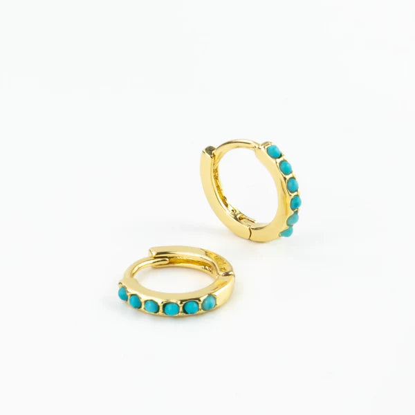 Pineapple Island Surya Huggie Hoop Turquoise Earrings