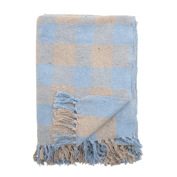 Bloomingville Pale Blue And Stone Recycled Soft Cotton Throw