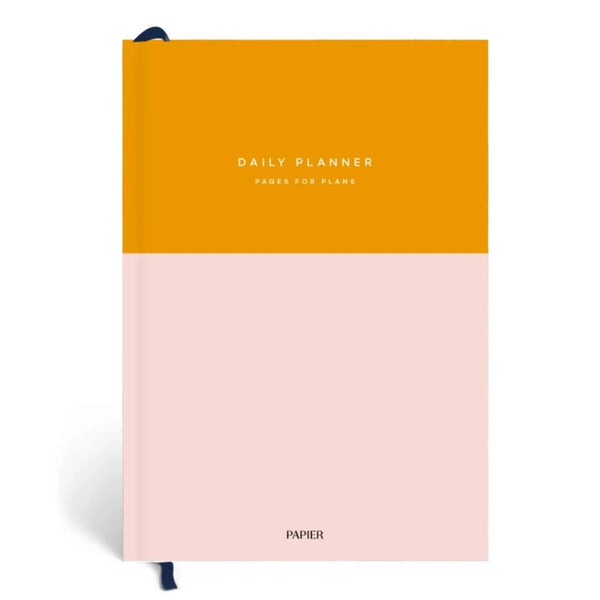 Papier Note Book - Daily Planner, Pink/mustard Colourblock