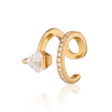 Scream Pretty  Diamond Double Band Small Single Ear Cuff By - Gold