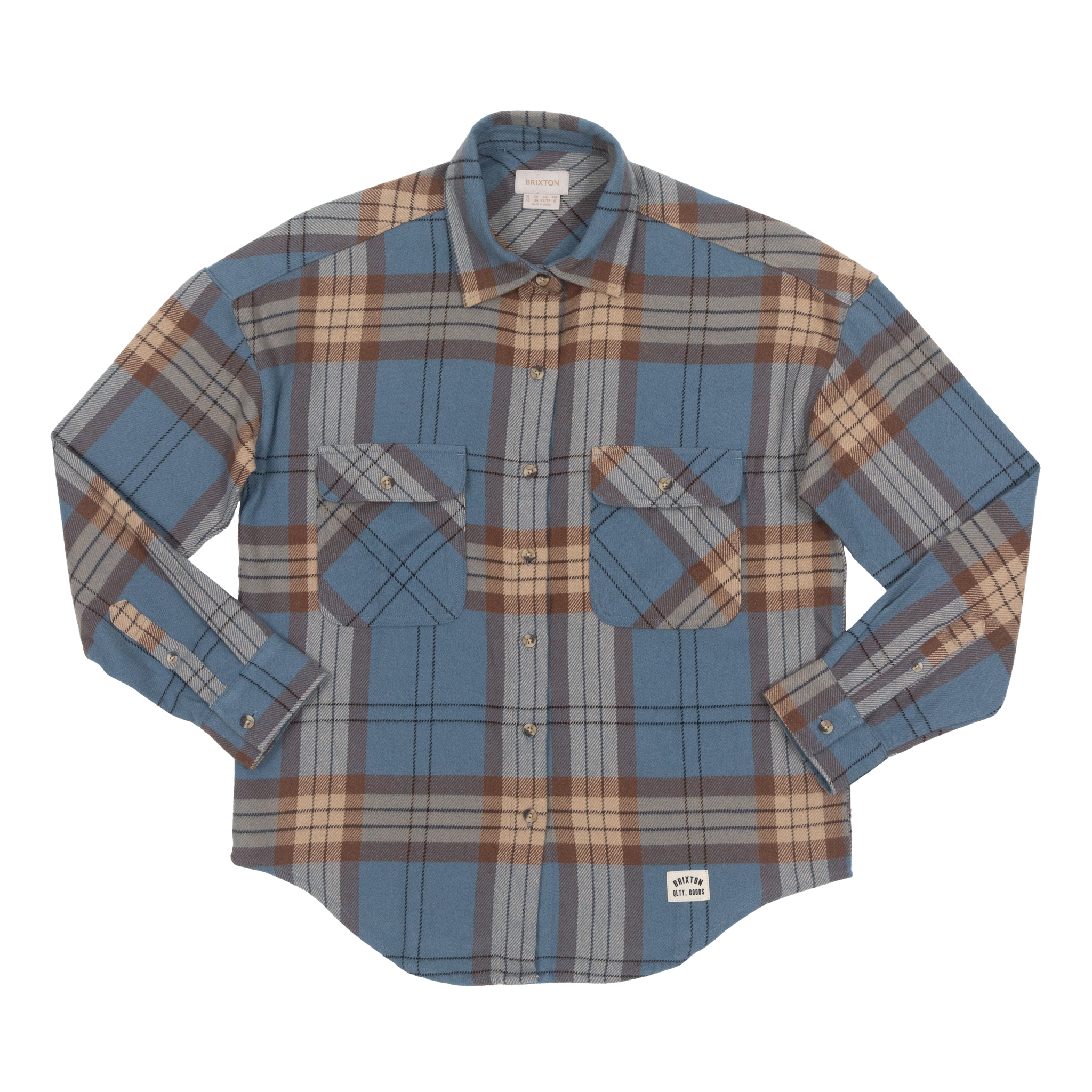 Brixton Bowery Flannel Check Shirt in Blue & Brown