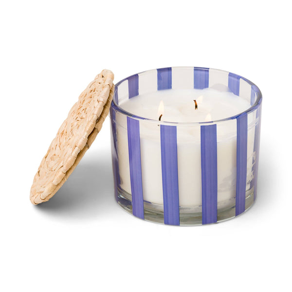 designworks collective Paddywax Al Fresco Striped Glass Candle - Rosemary & Sea Salt