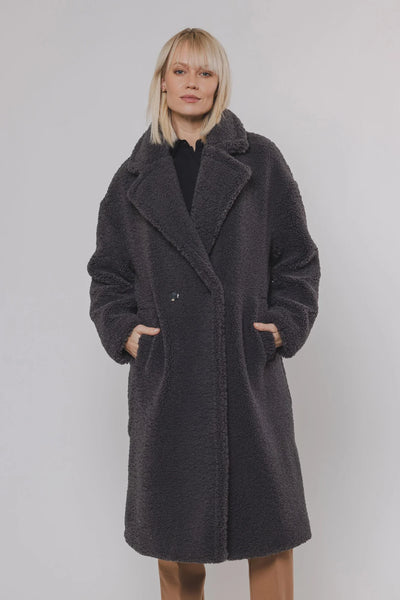 Rino and Pelle Elicia Teddy Double Breasted Coat - Graphite