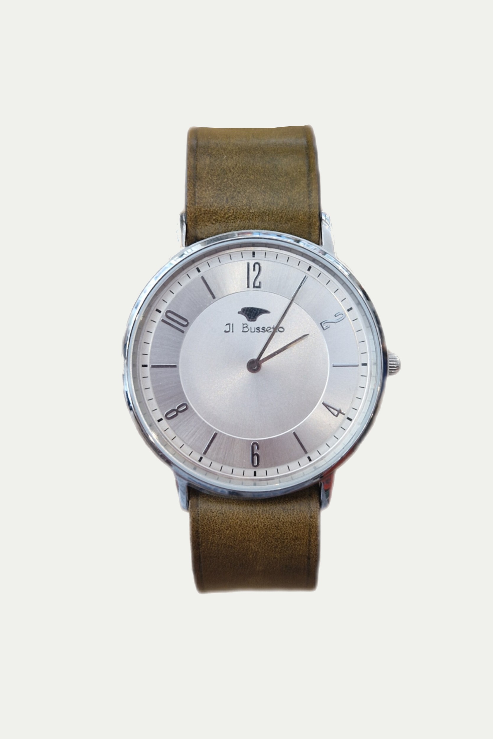 Il Bussetto Montre My Time - Cuir Italien & Acier - Quartz Miyota - 40mm - Vert Olive