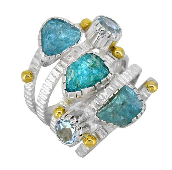 Tiramisu Apatite Blue Topaz Ring | Sterling Silver